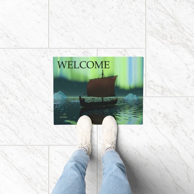 Paillasson Viking Ship And Northern Lights - Bienvenue (Intérieur)