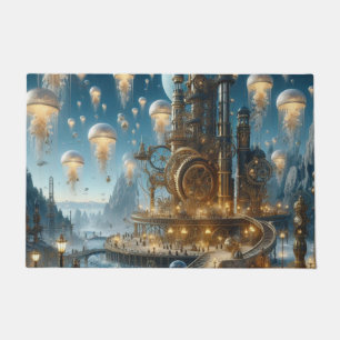 Paillasson Ville ancienne futuriste Steampunk avec méduses