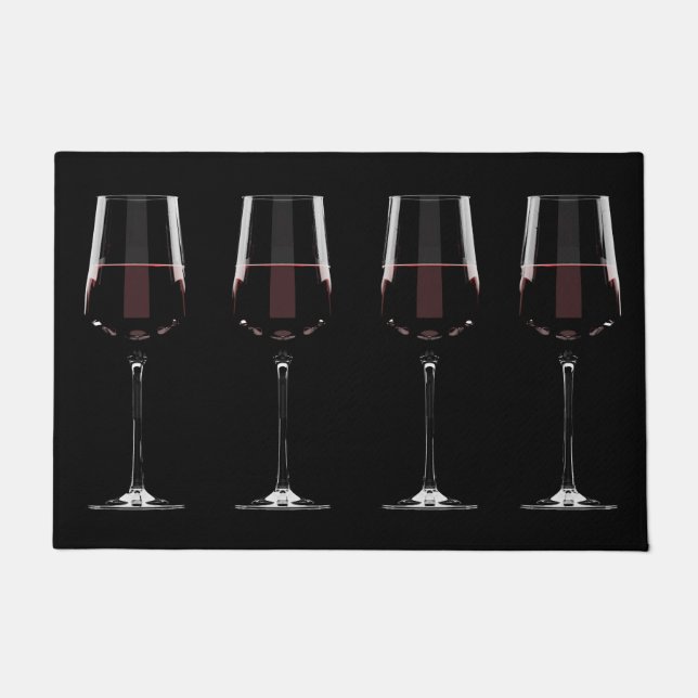 Paillasson Vins avec vin rouge sur noir (Devant)