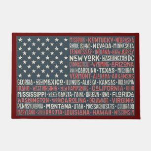 Paillasson Vintage Faded American Flag State Noms Mots Art