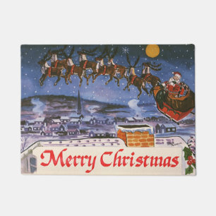 Paillasson Vintage Noël Le Père Noël Volant Son Sommeil