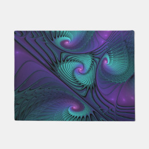 Paillasson Violet Rencontre Turquoise Moderne Art Fractal Abs