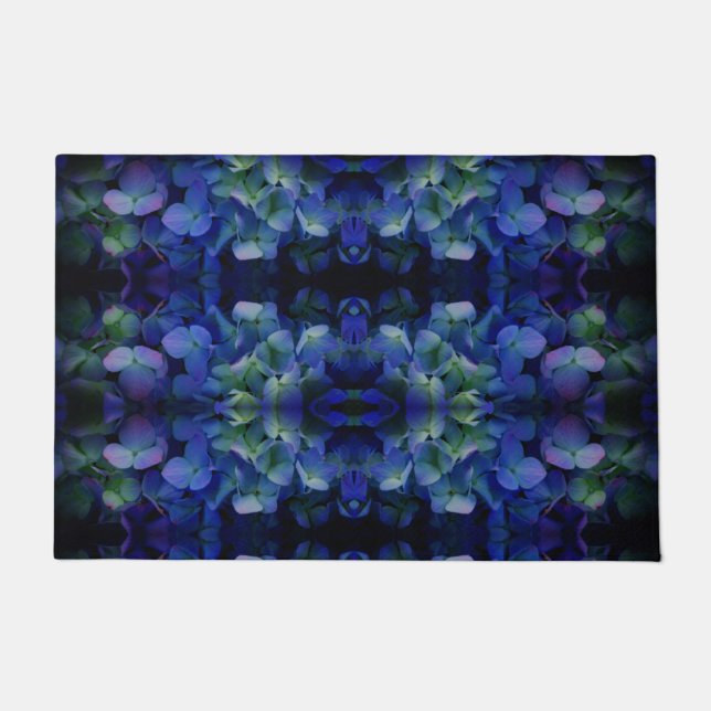 Paillasson Violet violet rose bleu hydrangée fleurie (Devant)