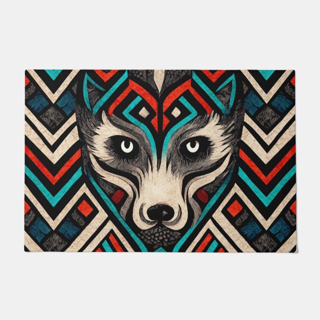 Paillasson Visage de loup aztèque (Devant)