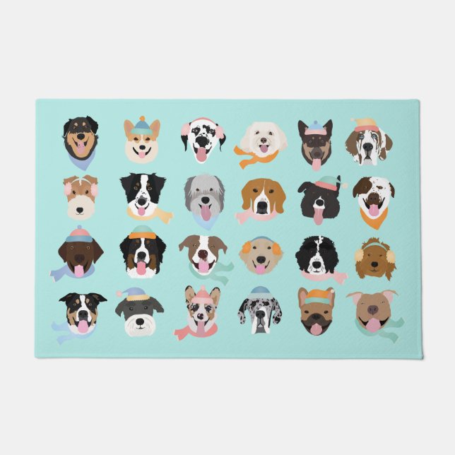 Paillasson Visages de chiens d'hiver (Devant)