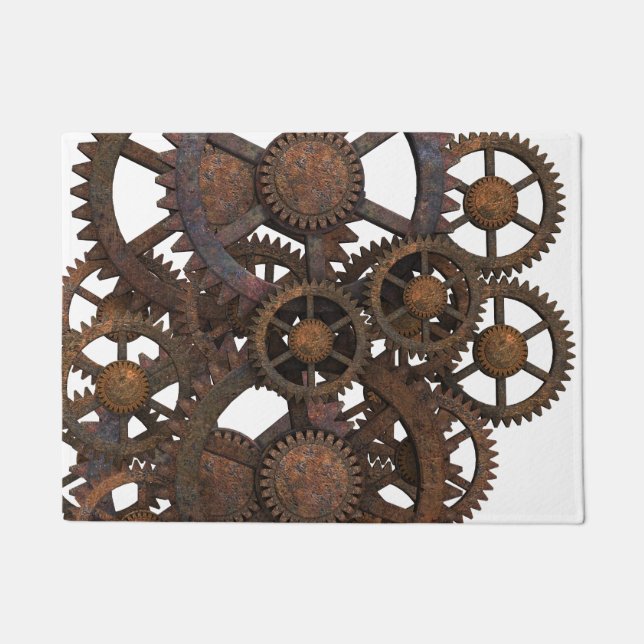 Paillasson Vitesses rouillées en métal de Steampunk (Devant)