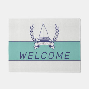 Paillasson Voilier nautique Turquoise Blue Navy été