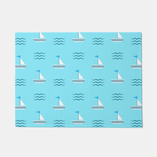 Paillasson Voiliers sur le motif bleu de mer (Devant)