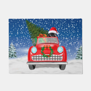 Paillasson Voiture De Conduite De Chien De Terre-Neuve À Noël