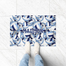 Paillasson Volleyballs motif w net bkgrd marine lt bleu