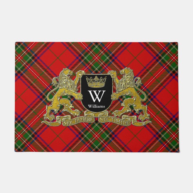 Paillasson Votre manteau des bras monogramme et tartan (Devant)