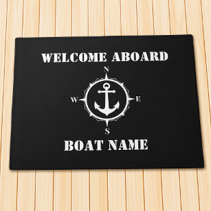 Paillasson Votre nom de bateau Compass Ancre Bienvenue à bord