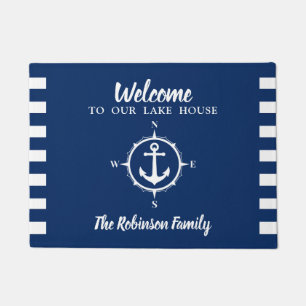 Paillasson Votre nom de famille Lake House Compass Ancre
