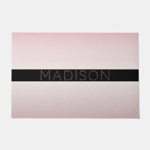 Paillasson Votre nom Ombre Rose mince et bandes blanches