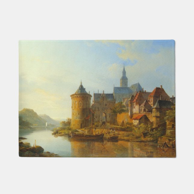 Paillasson Vue d'une ville hollandaise le long du Rhin (Devant)