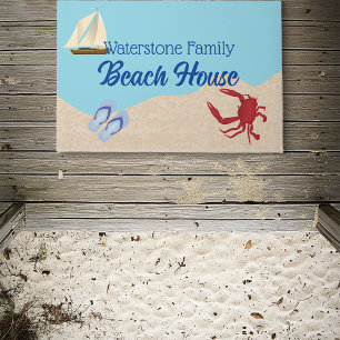 Paillasson Water and Sand Beach Maison Nom de famille