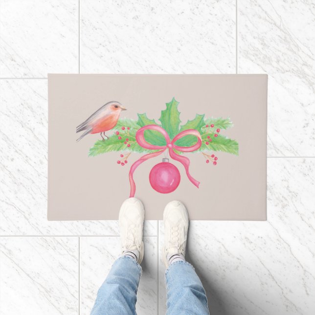 Paillasson Watercolor Christmas Bouquet (Intérieur)