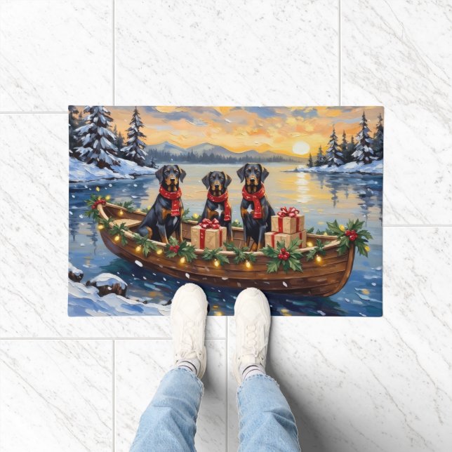 Paillasson Weimaraner Christmas Boat Holiday (Intérieur)