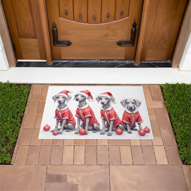 Paillasson Weimaraner Christmas Dress Santa Hat (De plein air)