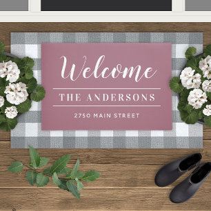 Paillasson Welcome Dusty Rose Personalized Family Name