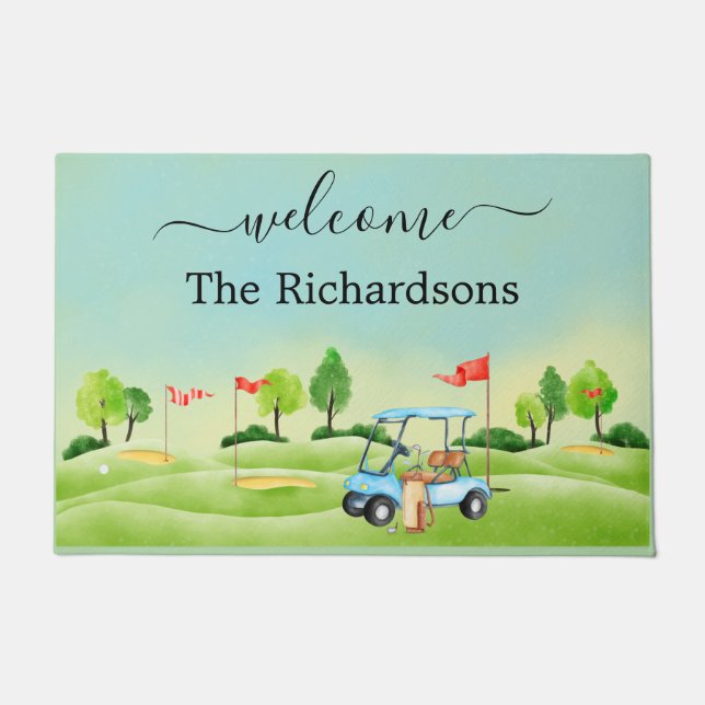 Paillasson Welcome Golf Course Panier Nom de famille     (Devant)