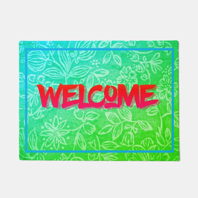 Paillasson Welcome Island Green Tropical (Devant)