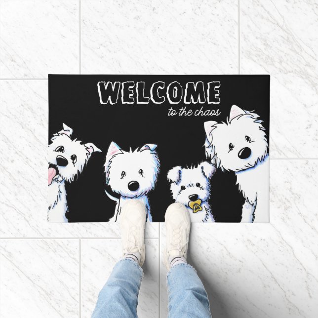 Paillasson Westie Accueil Porte noire Mat (Intérieur)