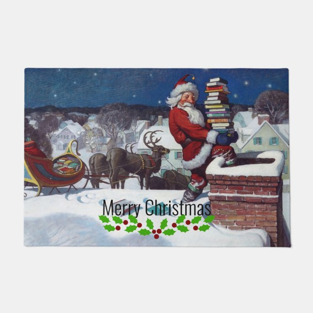 Paillasson Weyeth - Père Noël livre des livres pour Noël (Devant)