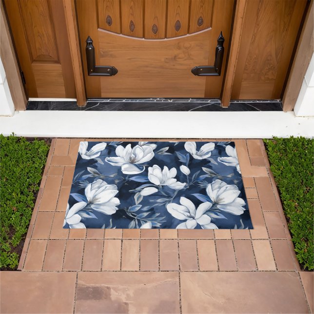 Paillasson White Magnolia Motif sur l'arrière - plan de minui (De plein air)
