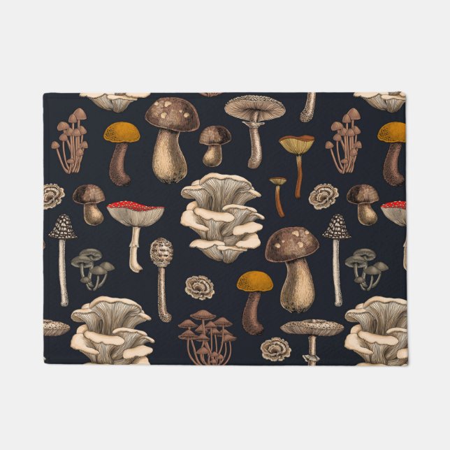 Paillasson Wild Mushrooms  on graphite black (Devant)