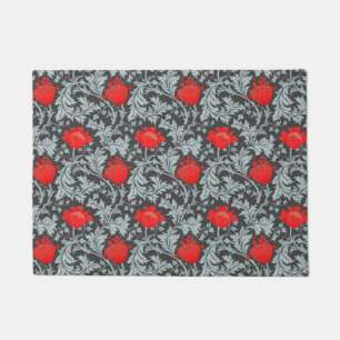 Paillasson William Morris Anemone, gris / gris et rouge