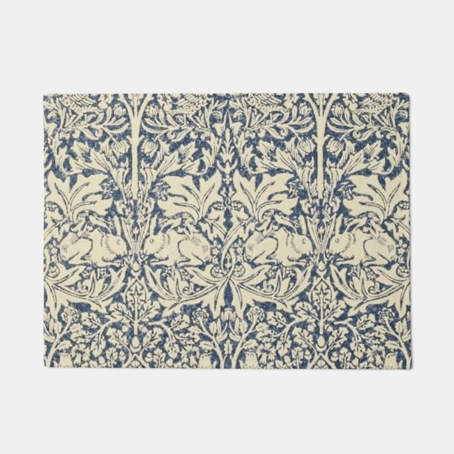 Paillasson William Morris, gris bleu, motif, Art nouveau, vin (Devant)