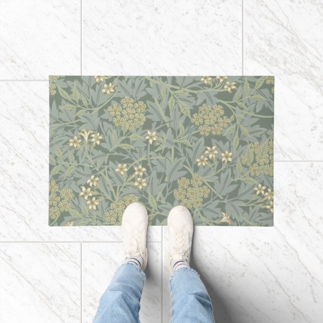 Paillasson William Morris Jasmine Bleu Vert Art Botanique (Intérieur)