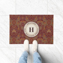 William Morris Monogramme Persan Rouge Bourgogne