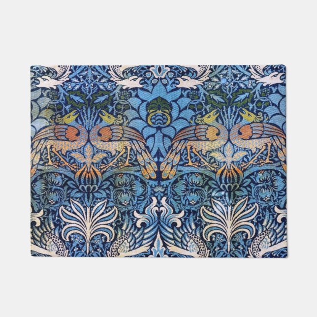 Paillasson William Morris Peacock Et Dragon Motif Bleu (Devant)