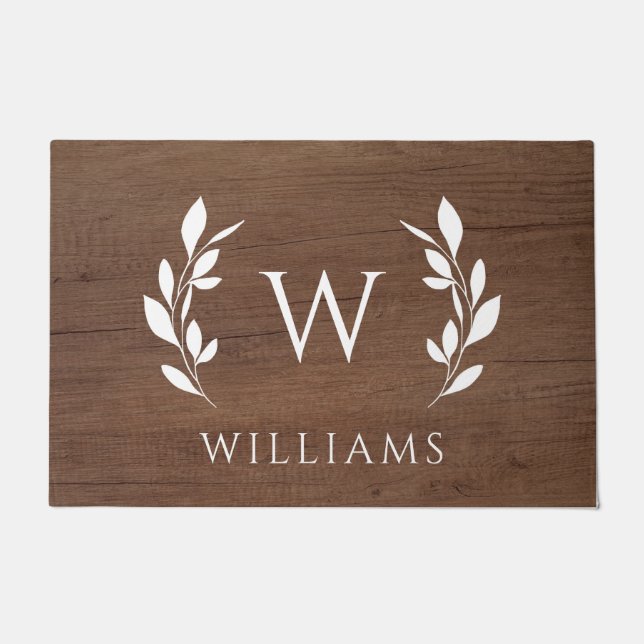 Paillasson Wreath Wood Initial Monogramme Nom (Devant)