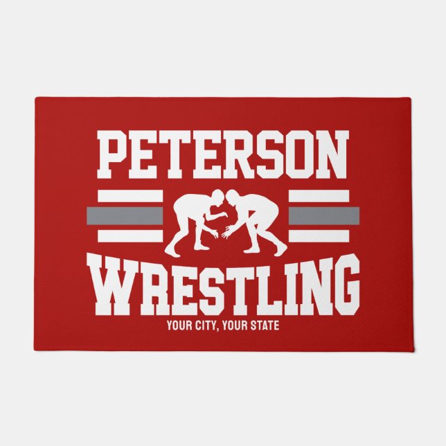 Paillasson Wrestler AJOUTER LE NOM École Athlète Équipe de lu (Devant)