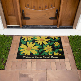 Paillasson Yellow daisy flowers with green leaves