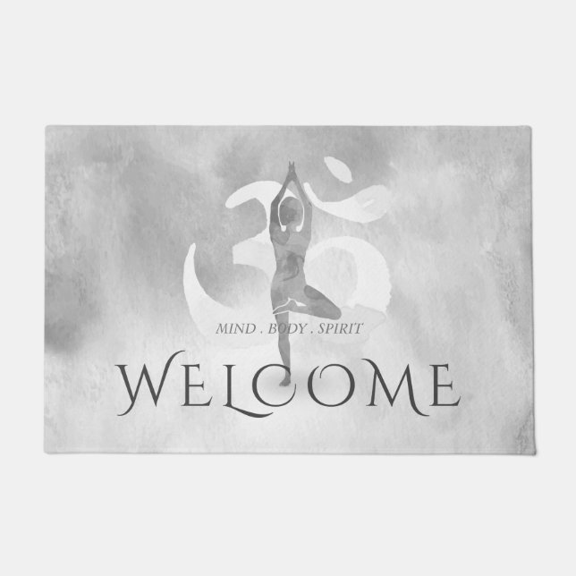 Paillasson Yoga Studio Méditation instructeur Bienvenue Om Si (Devant)