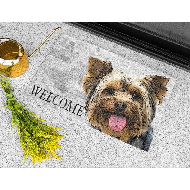 Paillasson Yorkie Bienvenue chien mignon animal de compagnie  (Créateur téléchargé)