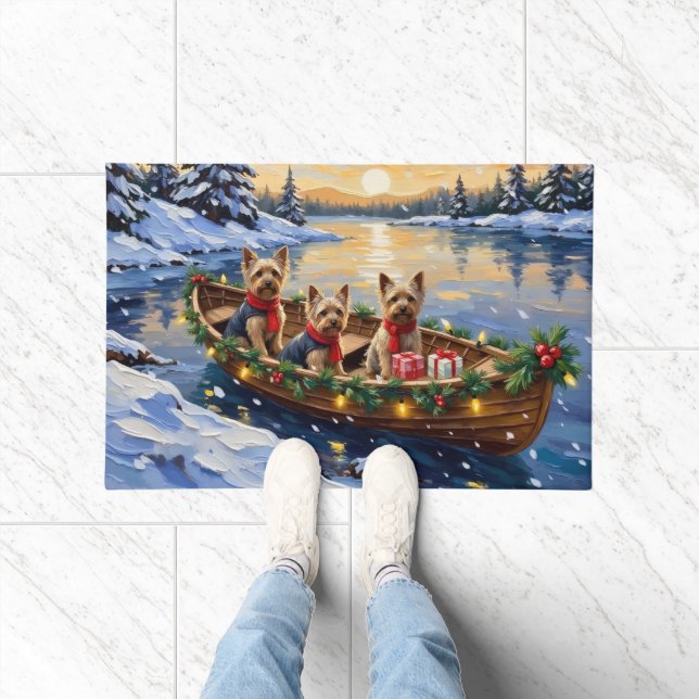 Paillasson Yorkshire Terrier Christmas Boat Holiday (Intérieur)
