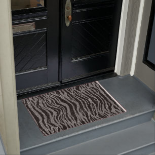 Paillasson Zebra Print noir et gris argent