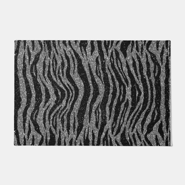 Paillasson Zebra Print noir et gris argent (Devant)