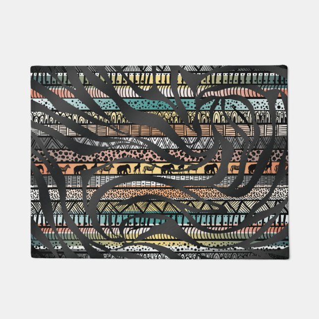 Paillasson Zebra, un Motif africain tribal branché Imprimer (Devant)