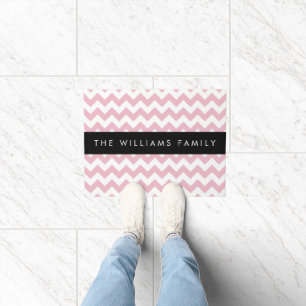 Paillasson Zigzag Rose, Chevron Rose, Motif Vague, Votre Nom