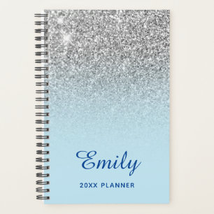 Pailleté Argent Bleu Pastel Ombré Personnalisé