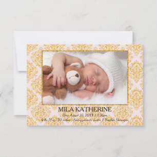 Pailleté Rose Pâle - Faire-Part de Naissance 3x5