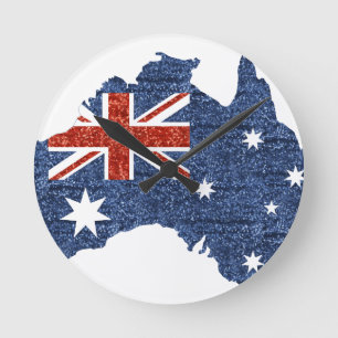 Pailletten australische Flagge Runde Wanduhr