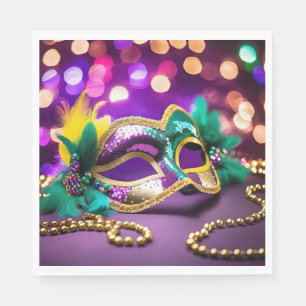 Pailletten-Mardi-Gras-Maske mit Perlen Serviette