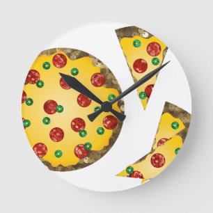 Pailletten Pizza Runde Wanduhr